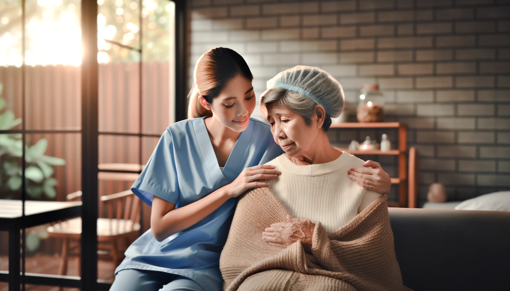 Senior Home Care Near Me - an AlwaysFamily caregiver providing in-home care to an elderly woman