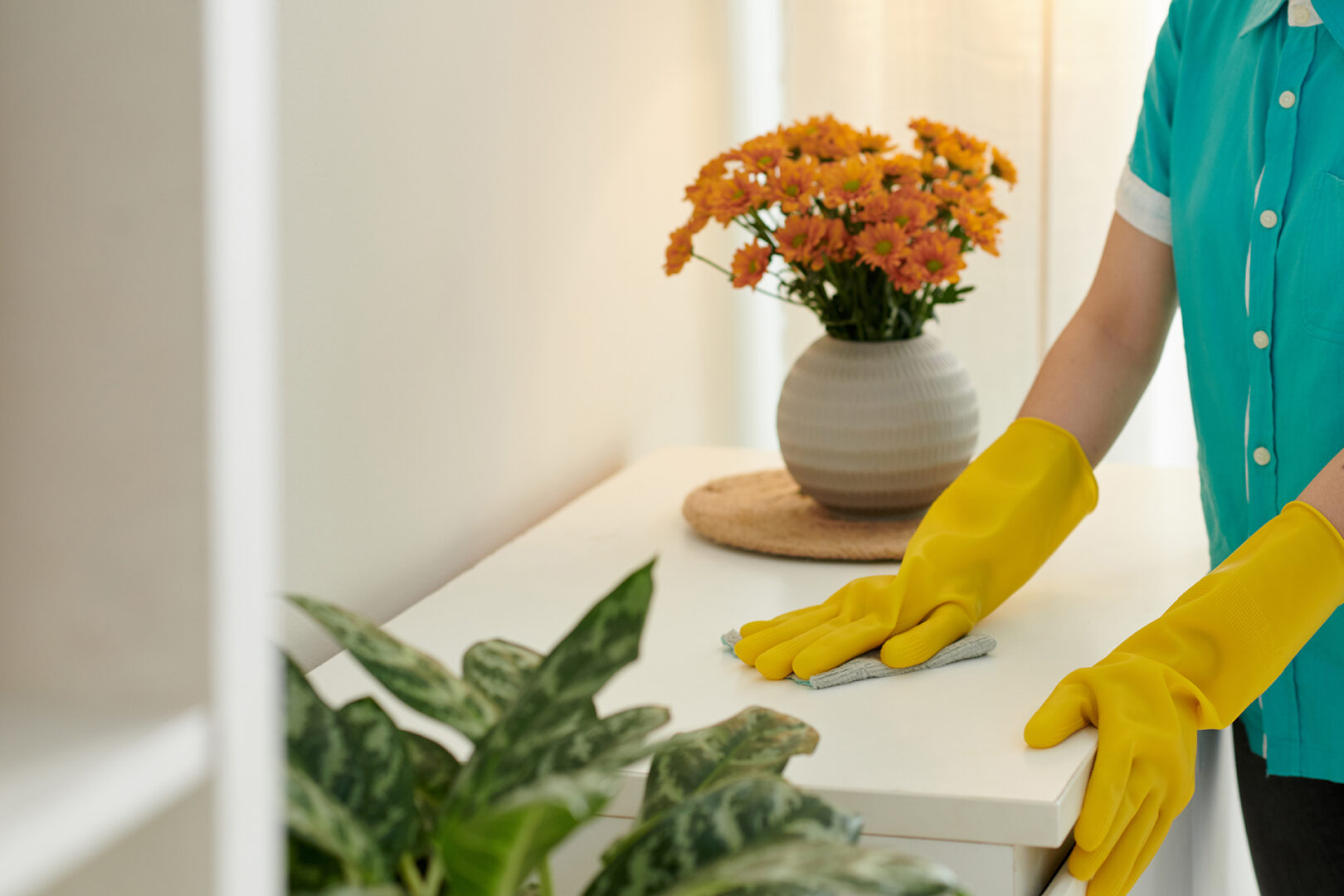 A caregiver doing housekeeping